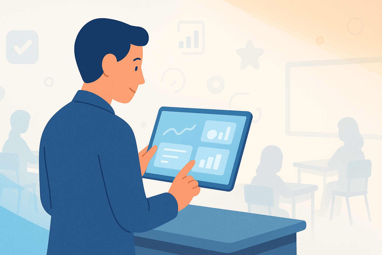 Teacher using AI-assisted tools in class